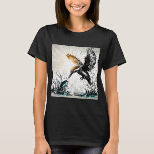 Kingfisher Diving For Fish, Ai Generated Art T-Shirt