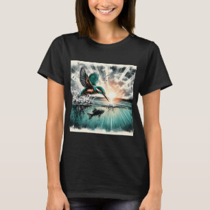 Kingfisher Diving For Fish, Ai Generated Art T-Shirt