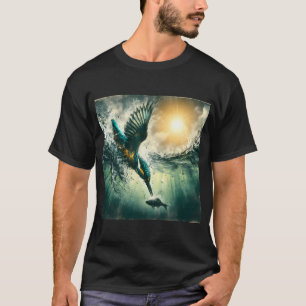 Kingfisher Diving For Fish, Ai Generated Art T-Shirt