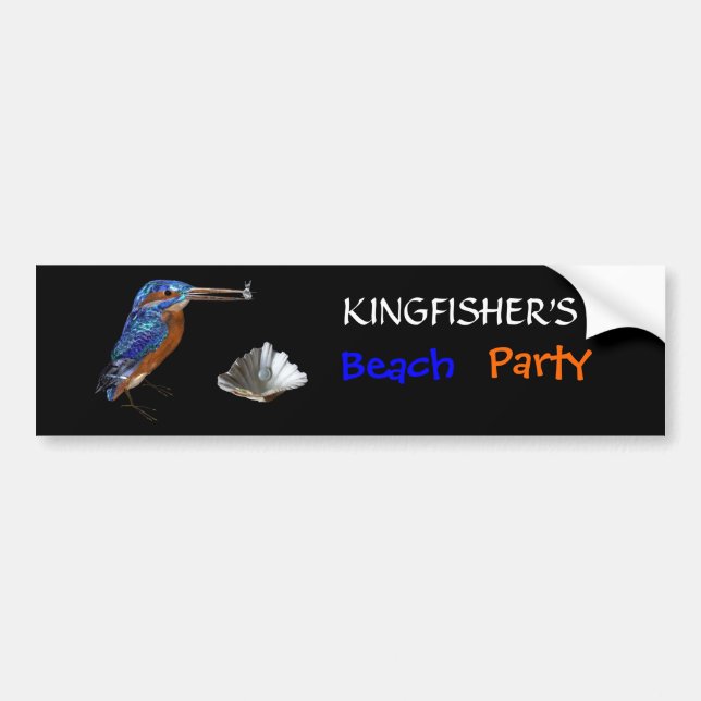 KINGFISHER  , Electric Blue, Black Bumper Sticker (Front)