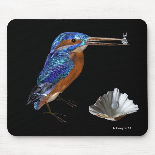 KINGFISHER  , Electric Blue, Black Mouse Pad (Front)