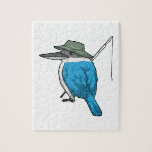 Kingfisher Fishing Fisher Fishing rod Jigsaw Puzzle