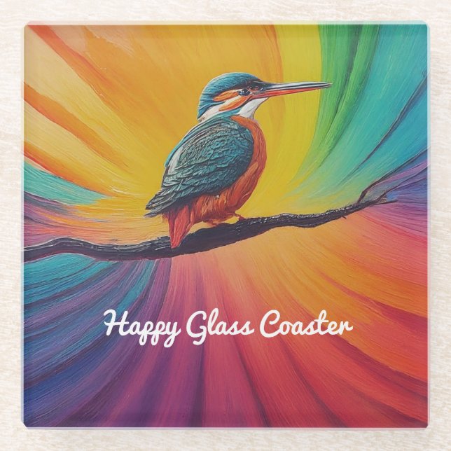 Kingfisher Happy Glass Coaster (Front)