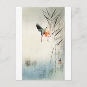 Kingfisher Hunting - Ohara Koson - Vintage Art Postcard