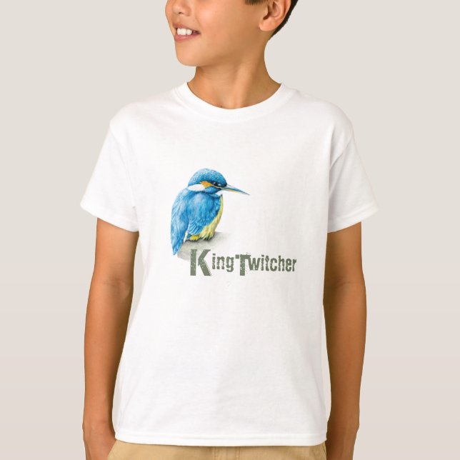 Kingfisher King Twitcher Birdwatcher kids t-shirt (Front)