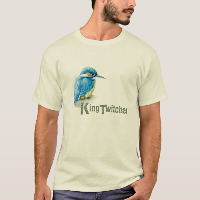 Kingfisher King Twitcher Birdwatcher mens t-shirt (Front)