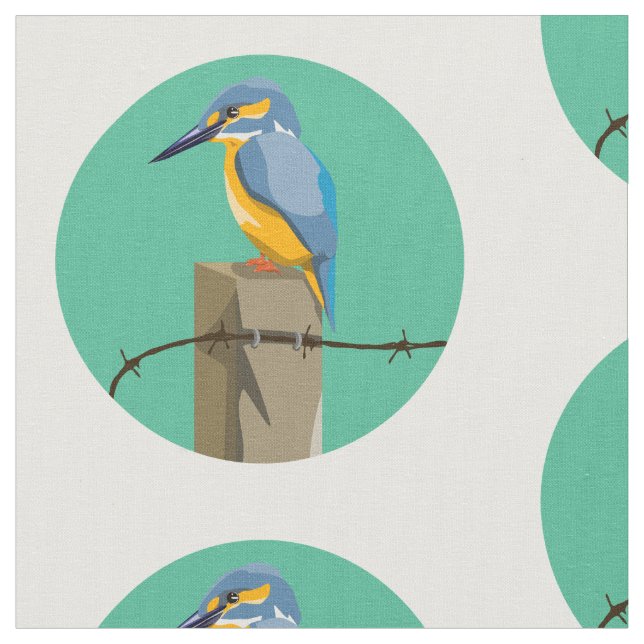 Kingfisher Kotare NZ bird Fabric (Close Up)
