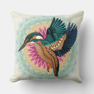 kingfisher mandala cushion