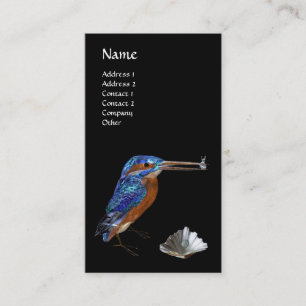 KINGFISHER  MONOGRAM , Electric Blue, Black Business Card