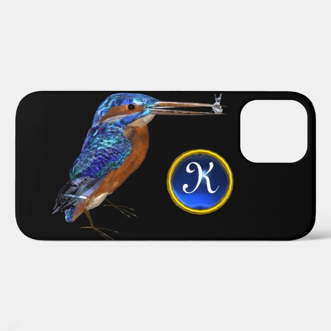 KINGFISHER  MONOGRAM , Electric Blue, Black Case-Mate iPhone Case (Back (Horizontal))