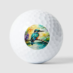 Kingfisher over Water and Wildflowers Golf Balls