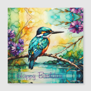 Kingfisher over Water, Wildflowers Birthday card