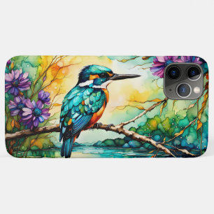 Kingfisher perched over water Wildflowers iPhone 11 Pro Max Case