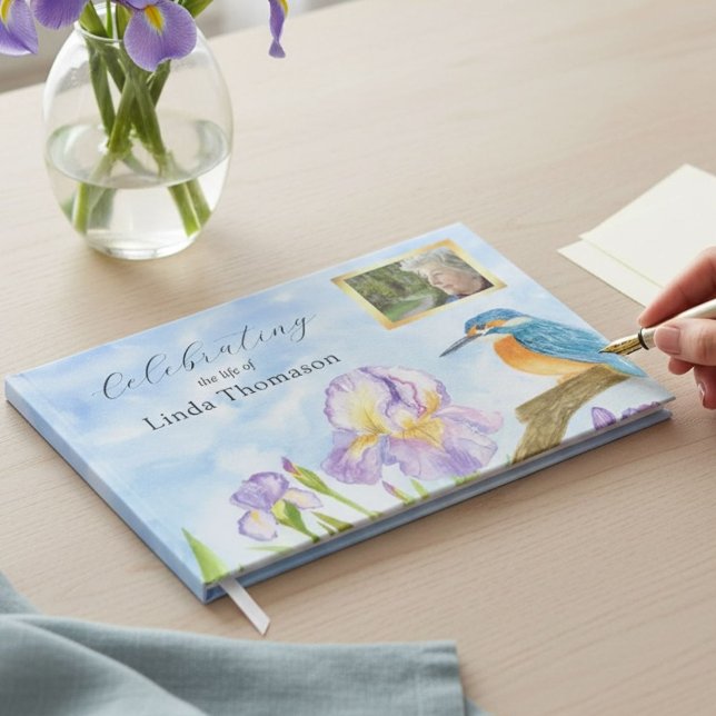  Kingfisher Purple Irises Celebration of Life Guest Book (Creator Uploaded)