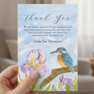 Kingfisher Purple Irises Celebration of Life Thank You Card