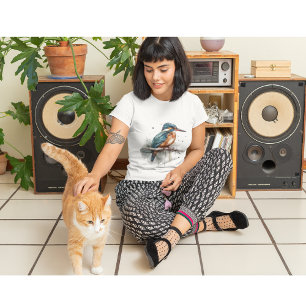 Kingfisher sitting on a branch in watercolor T-Shirt