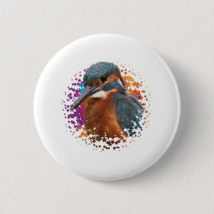 Kingfisher with colourful background 6 cm round badge