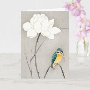 Kingfisher with Lotus Flower Ohara Koson enlarged Card