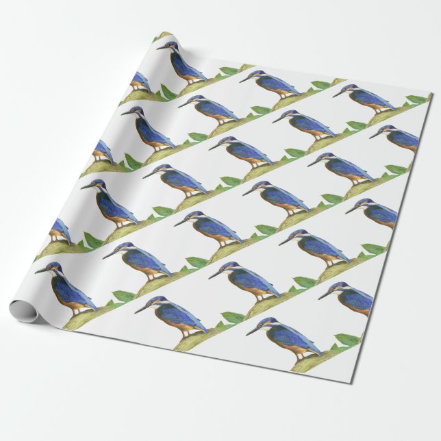 Kingfisher Wrapping Paper (Unrolled)
