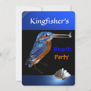 KINGFISHERS  BEACH PARTY,Blue,Black Invitation