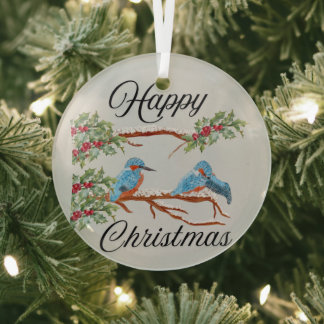 Kingfishers Christmas Glass Tree Decoration