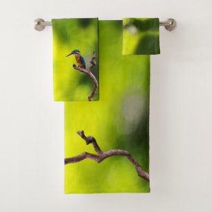 Kingfishers On Branches Bath Towel Set