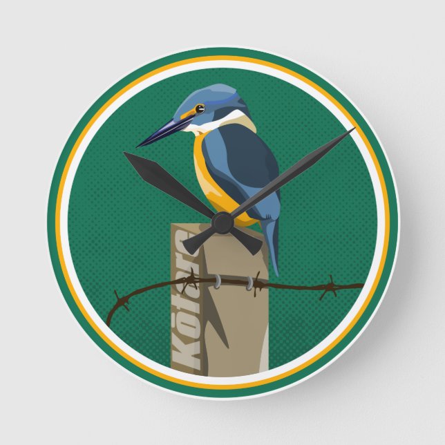 Kingflisher Kotare New Zealand bird Round Clock (Front)