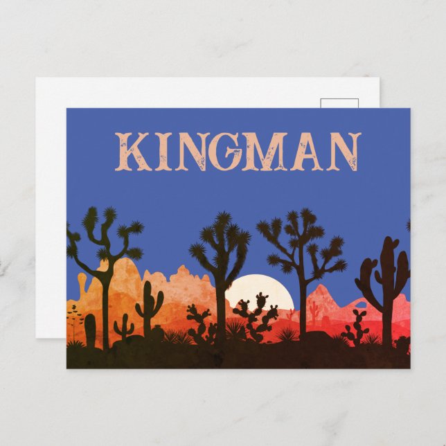 Kingman Arizona Cactus Moonrise Southwest Sunset Postcard (Front/Back)