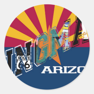 Kingman Arizona Flag Route 66 Classic Round Sticker