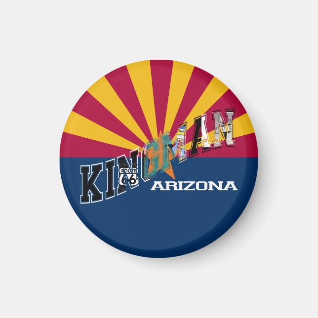 Kingman Arizona Flag Route 66 Magnet (Front)