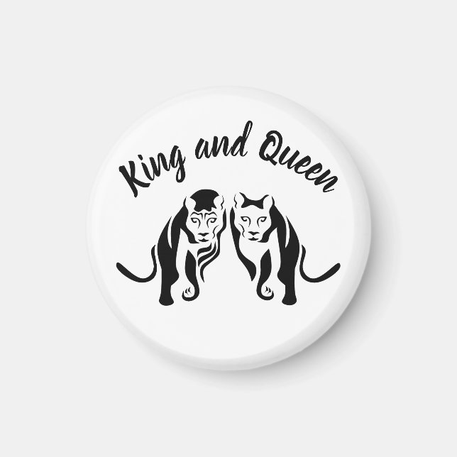 Kings and Queens Black Leo Lion and Lioness Magnet (Front)