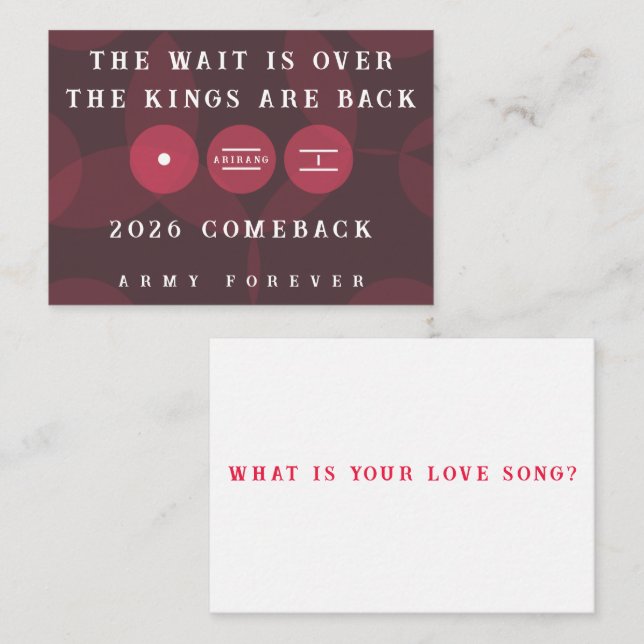 Kings are Back ARIRANG Comeback Freebie Card (Front/Back)