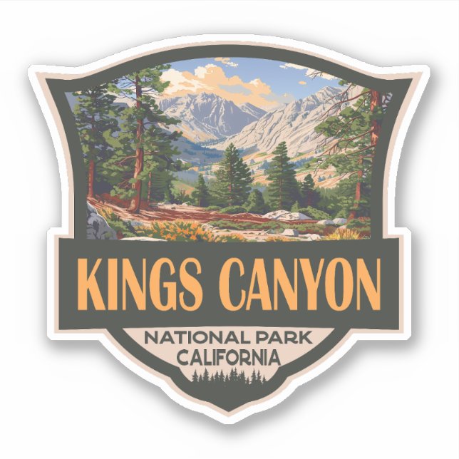 Kings Canyon National Park Illustration Retro Art (Front)