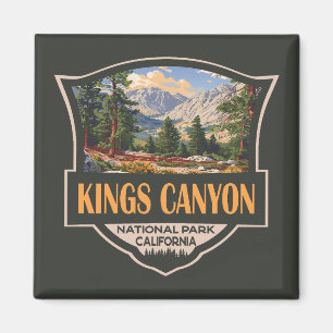 Kings Canyon National Park Illustration Retro Art Magnet