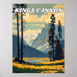 Kings Canyon National Park illustration retro Clas Poster