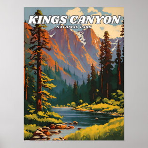 Kings Canyon National Park illustration retro Deco Poster
