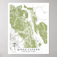 Kings Canyon National Park Retro Street Map