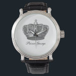 Kings Crown Watch<br><div class="desc">This amazing black and white detailed crown looks so great on all your wedding and bridal shower correspondence,  envelope stickers,  thank you cards,  and bridal party gifts!  We also have it on pillows,  iPhone covers,  and gift wrap.  Perfect for the prince or even the king in your life!</div>