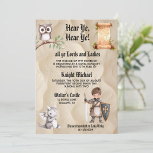 Kings Knight Hear Ye Mediaeval Renaissance Birthda Invitation