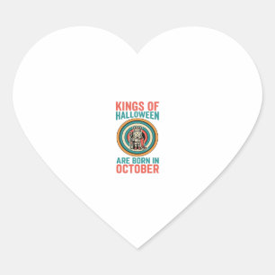 Kings Of Halloween October Birthday Vintage Shirt_ Heart Sticker