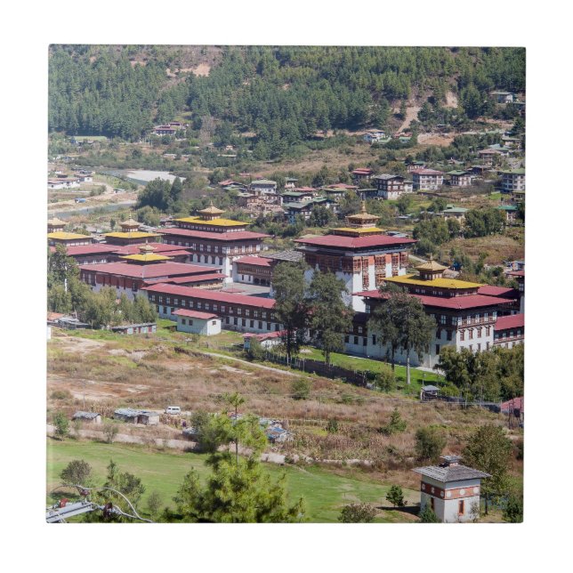 King's palace in Thimphu - Bhutan Ceramic Tile (Front)
