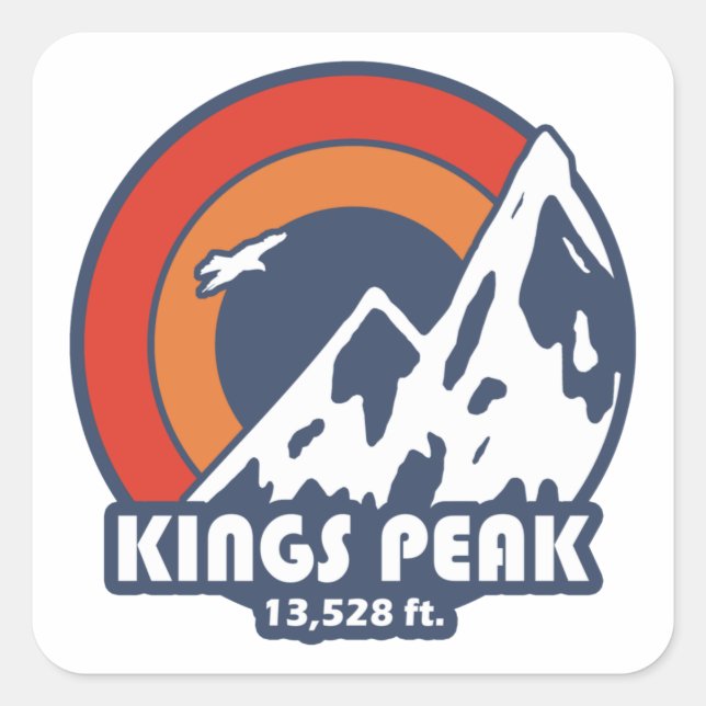 Kings Peak Utah Sun Eagle Square Sticker (Front)
