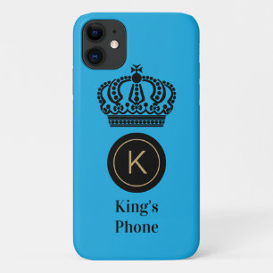 King's Phone Blue Background Monogram Personalised iPhone 11 Case