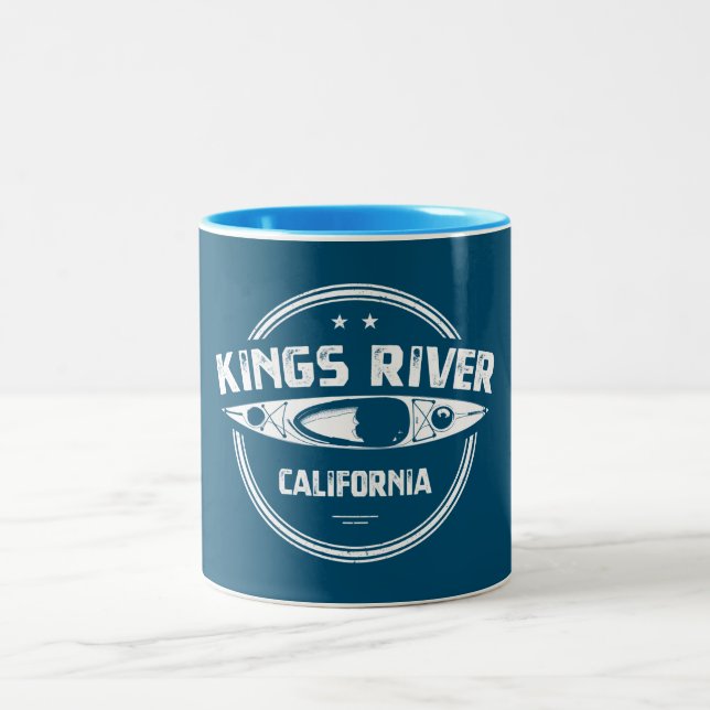 Kings River California Kayaking Two-Tone Coffee Mug (Center)