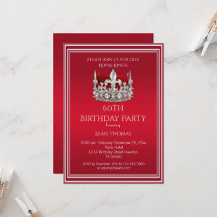 King's Ruby Red Crown Man's Birthday Invitation