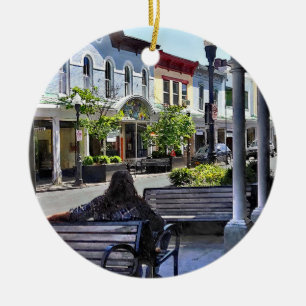 Kingston NY - Relaxing on N Front St Ceramic Ornament