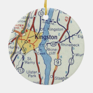 Kingston NY Vintage Map Ceramic Ornament