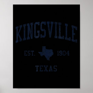 Kingsville Tx Jn1 Vintage Athletic Blue Design  Poster