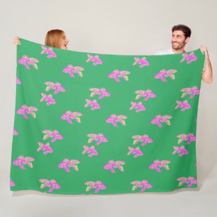 Kingyo Goldfish Pink Fleece Blanket