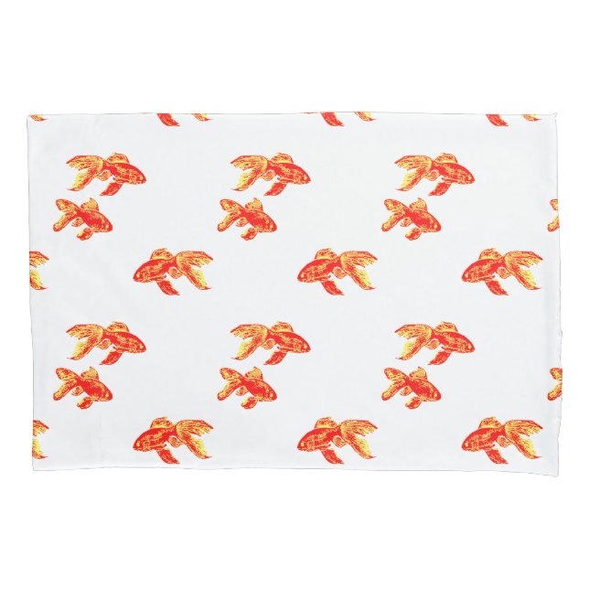 Kingyo Goldfish Red and Yellow Pillowcase (Front)
